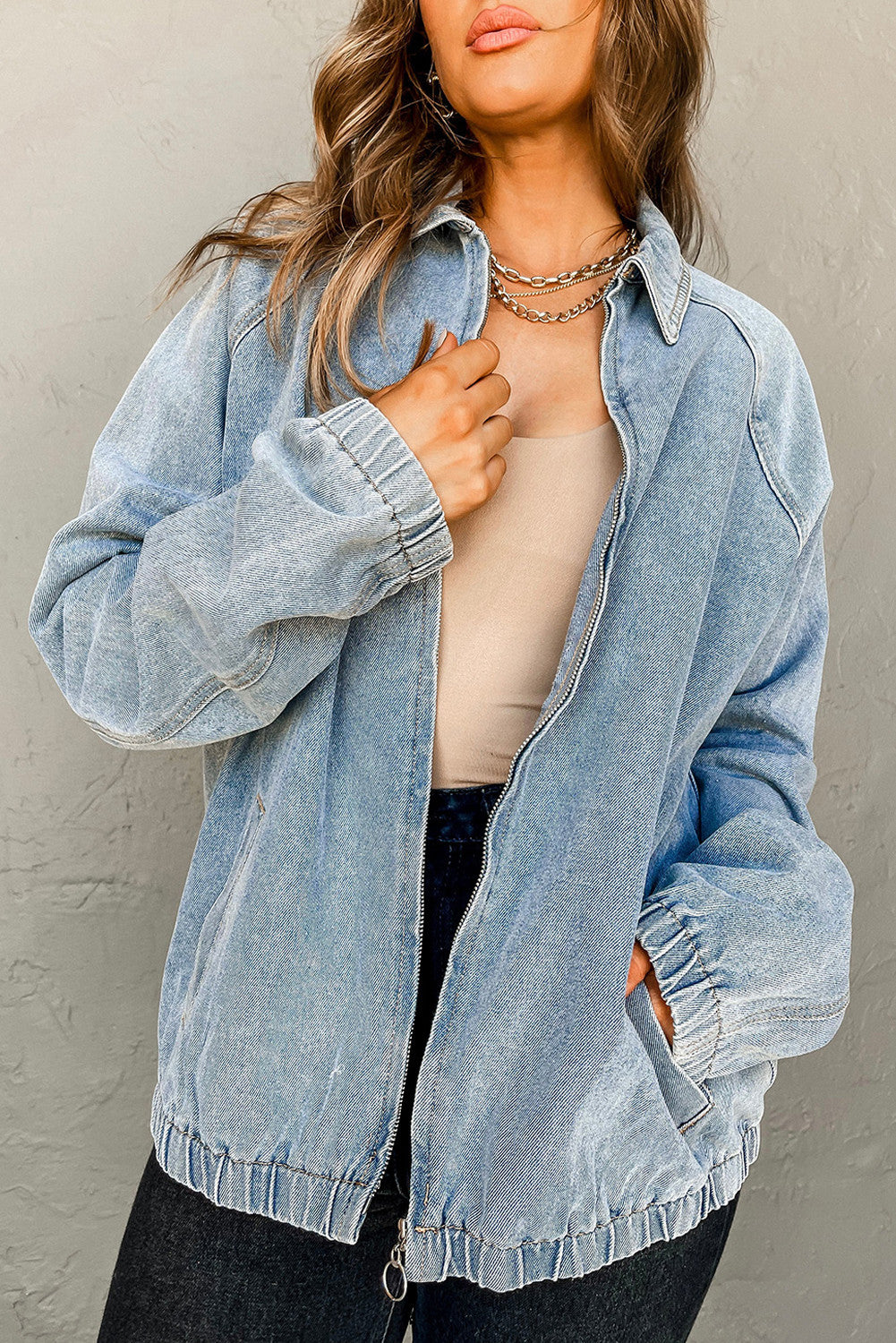 Retro Denim Full Zip Jacket