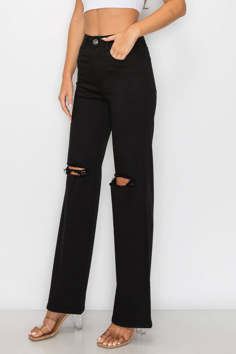 Midnight High-Waist Wide-Legged jeans