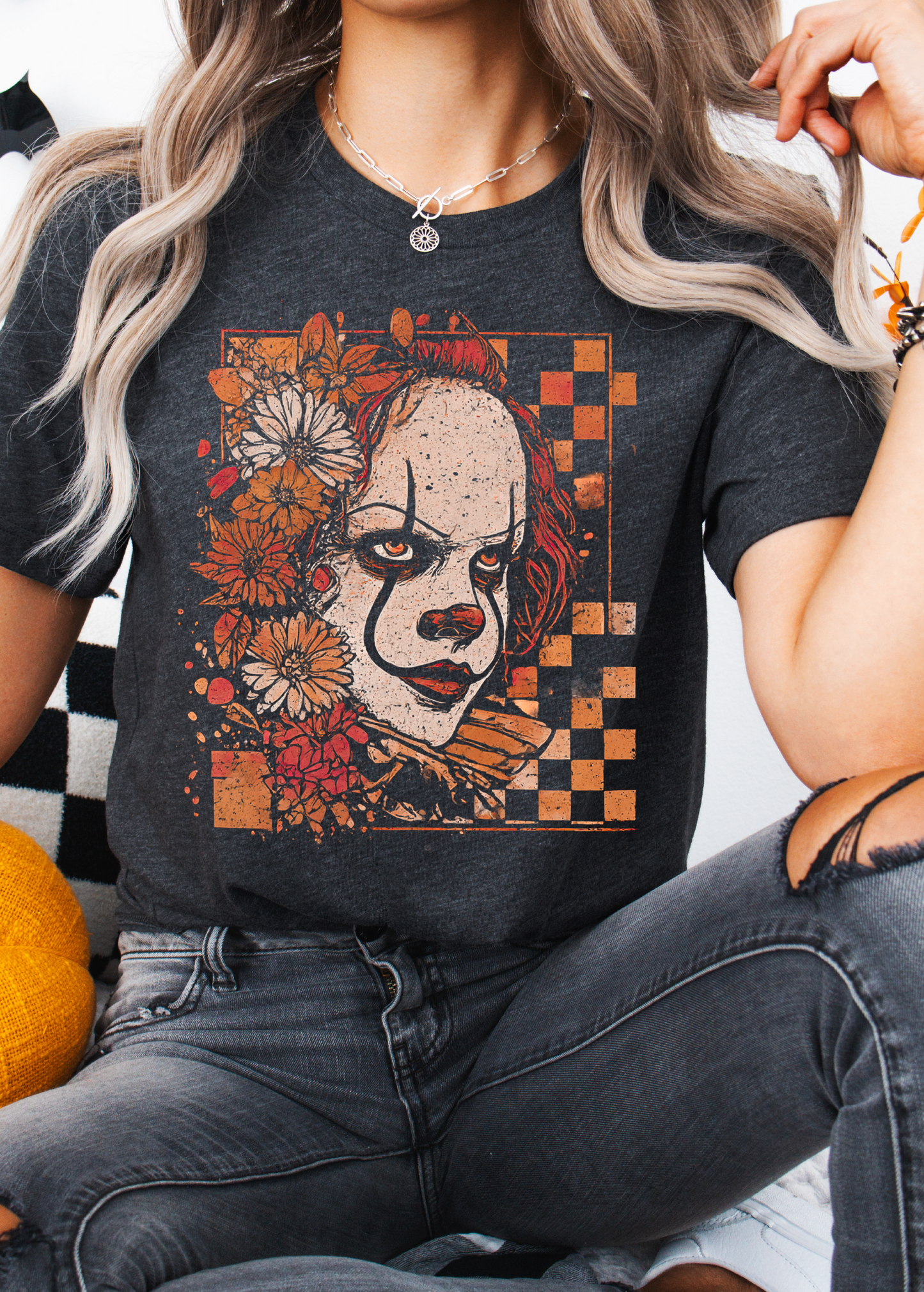 Floral Checkered IT Graphic Tee