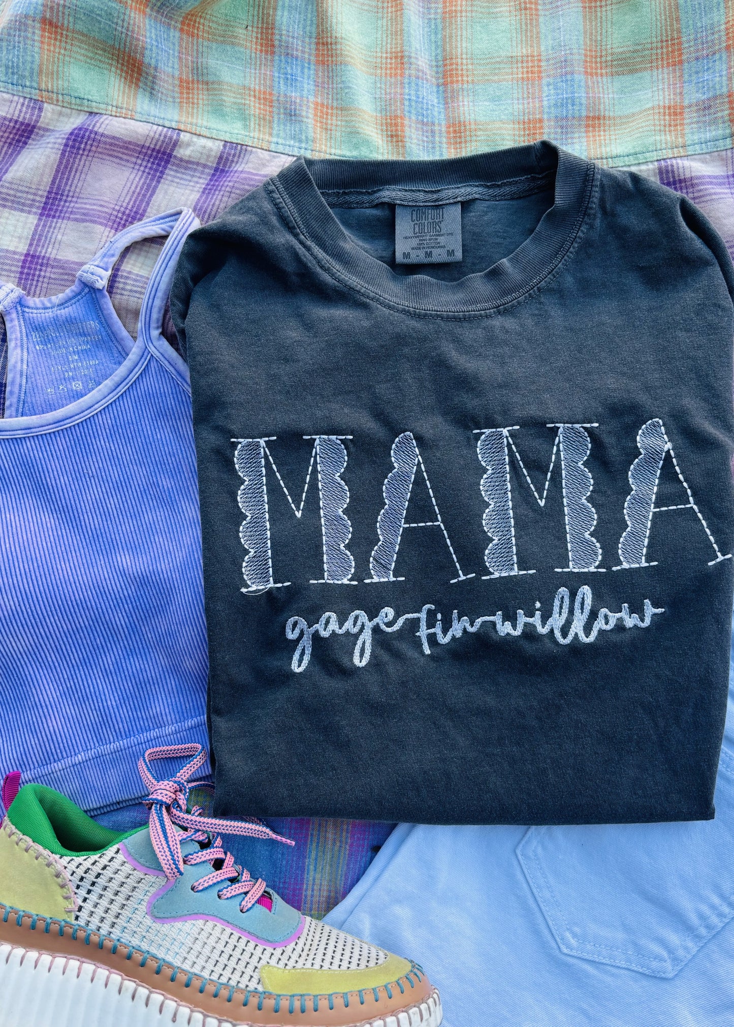 Personalized Lace Embroidered Comfort Color