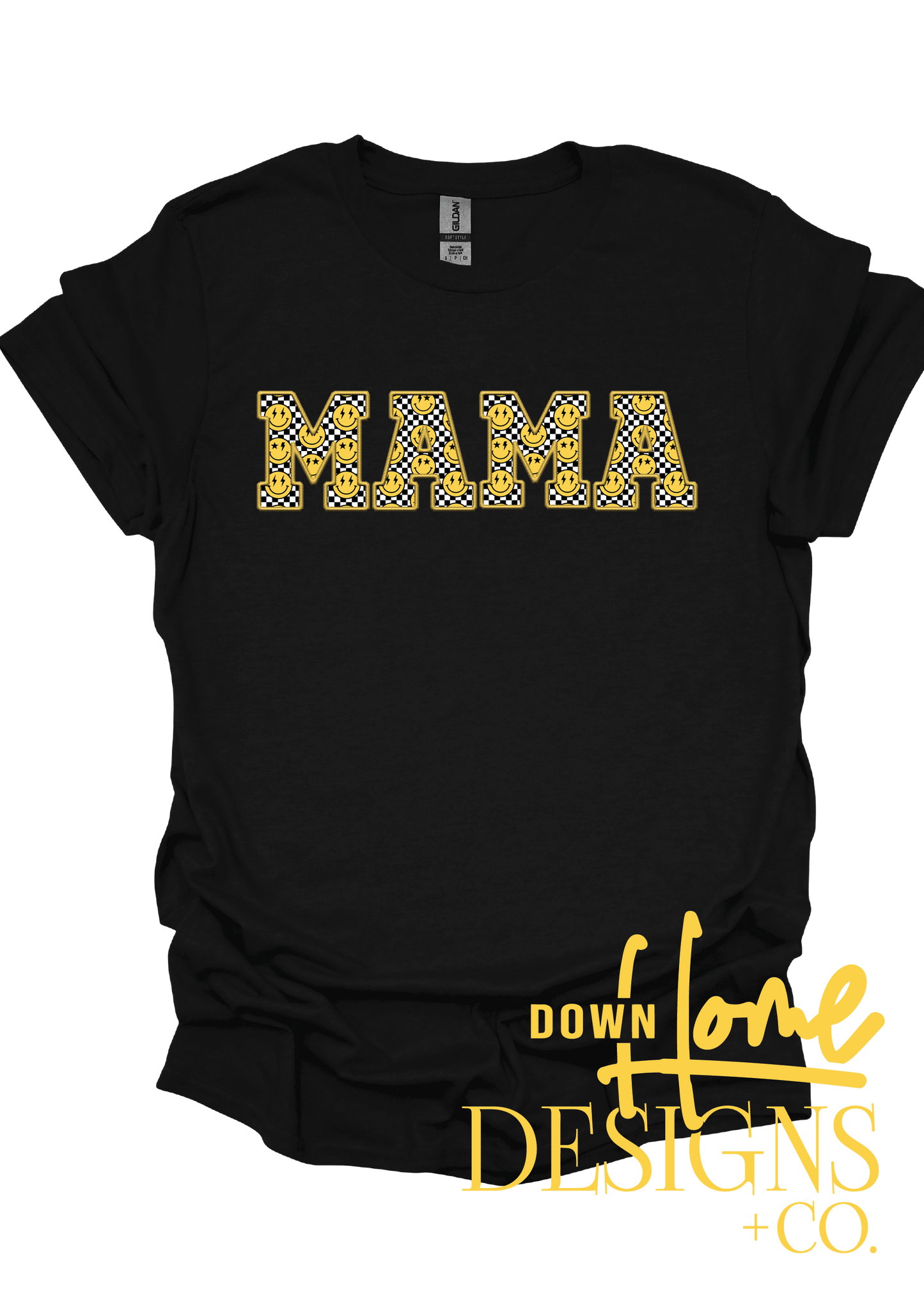 Checkered Smiley MAMA tee