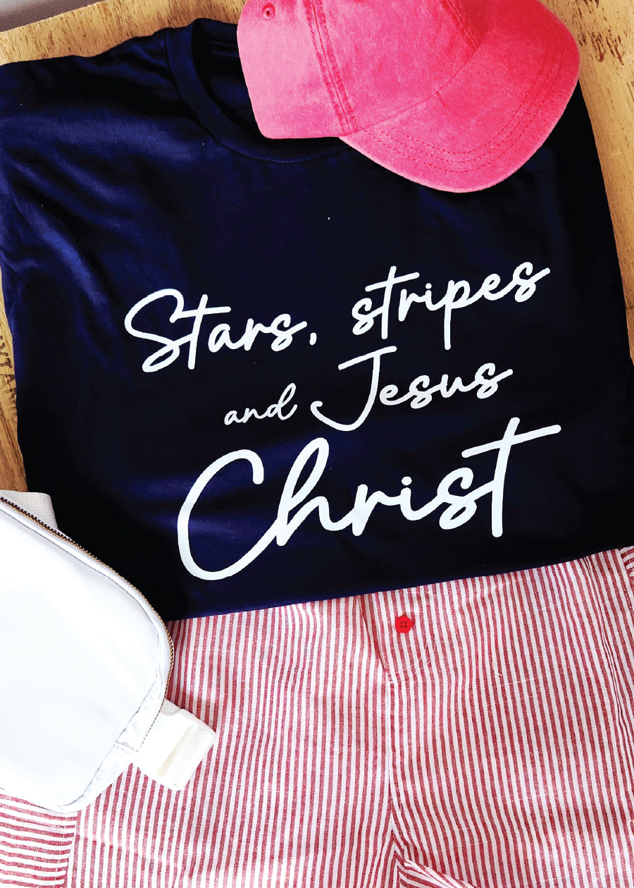 *PUFF* Stars, Stripes & Jesus Christ Tee