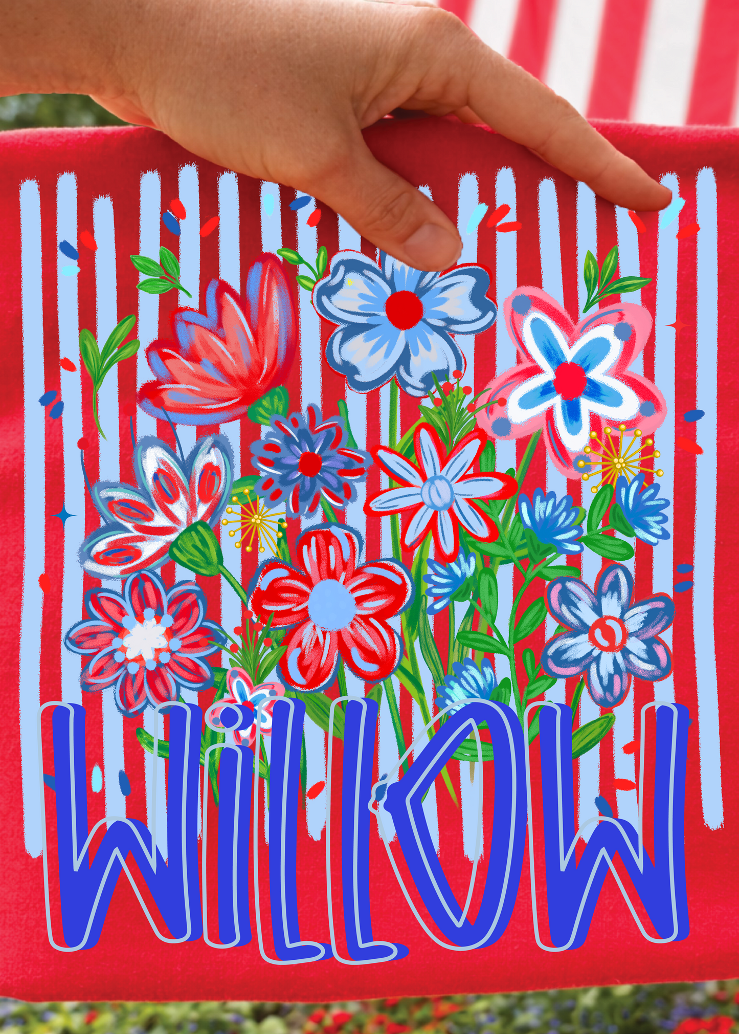 Patriotic Floral Custom Name Tee