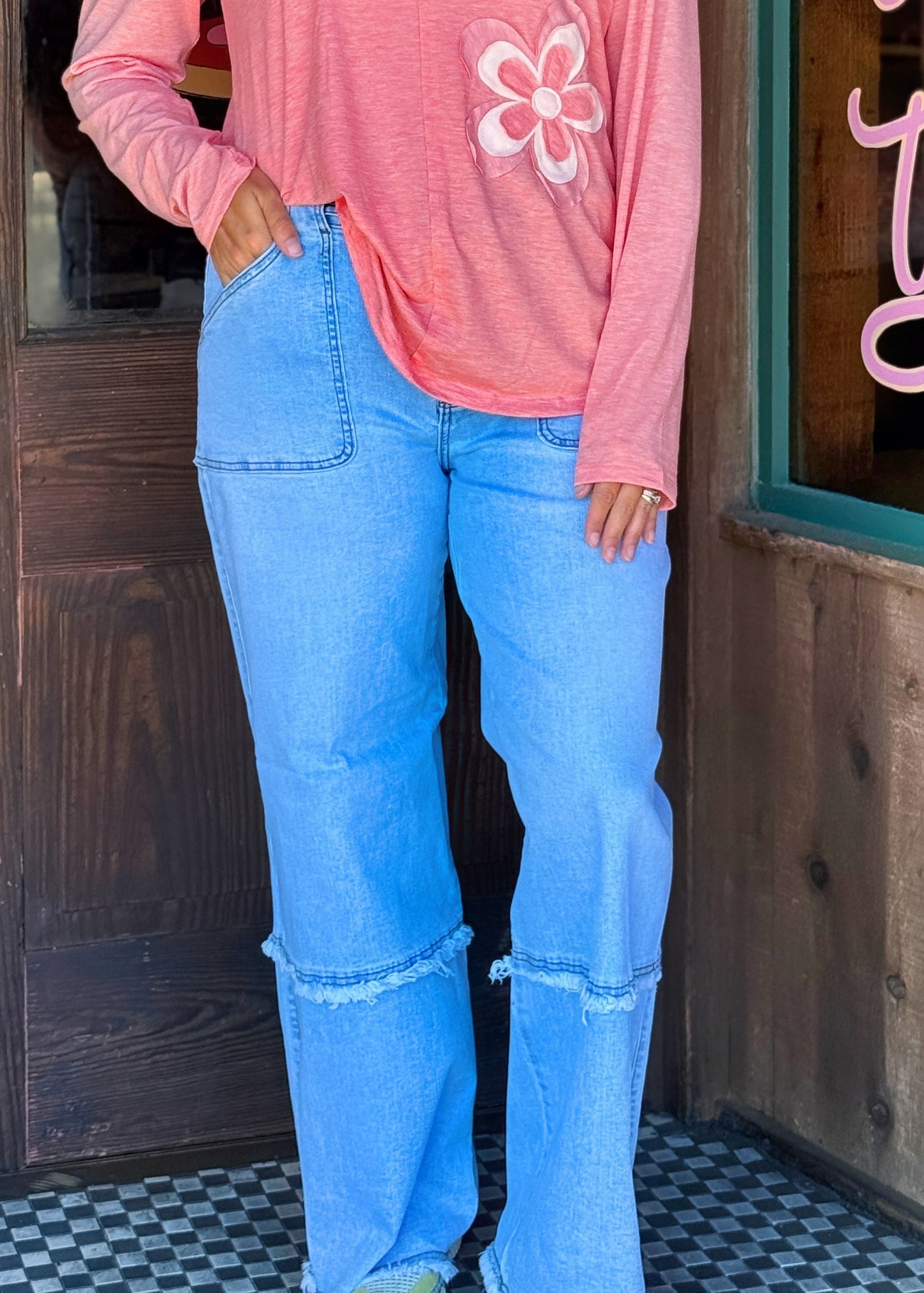 Fringed Utility Pocket Jeans