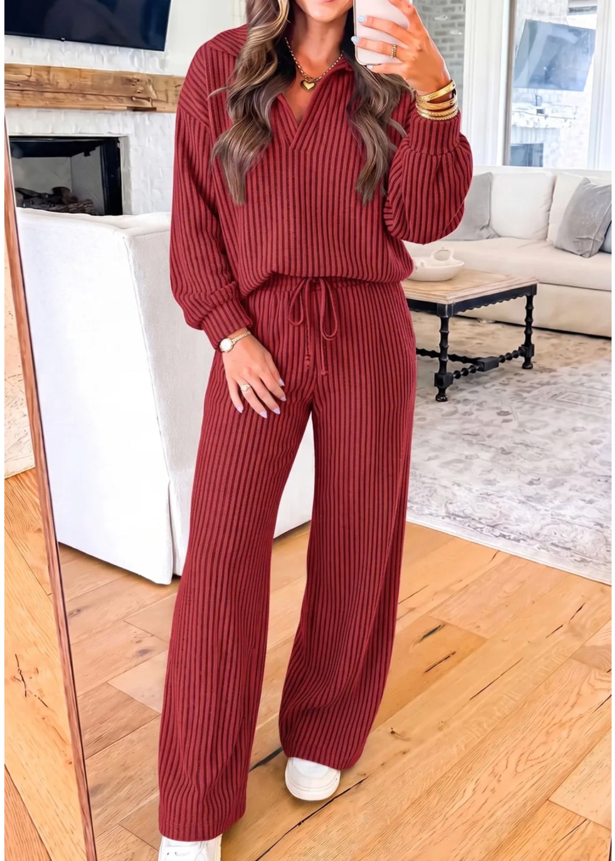Red Velvet Dreams Ribbed Set