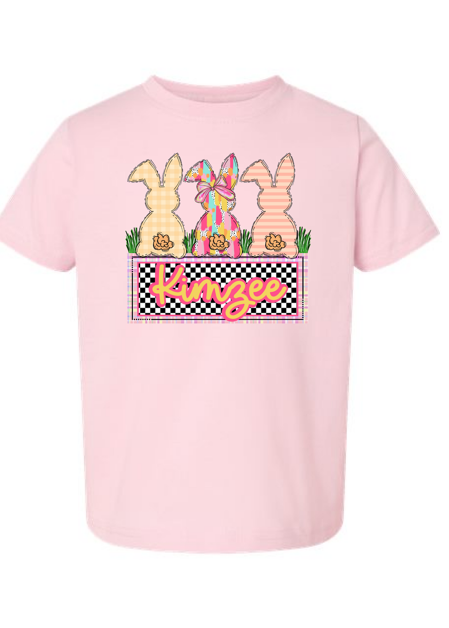 Girls Checkered Bunnies Graphic Tee