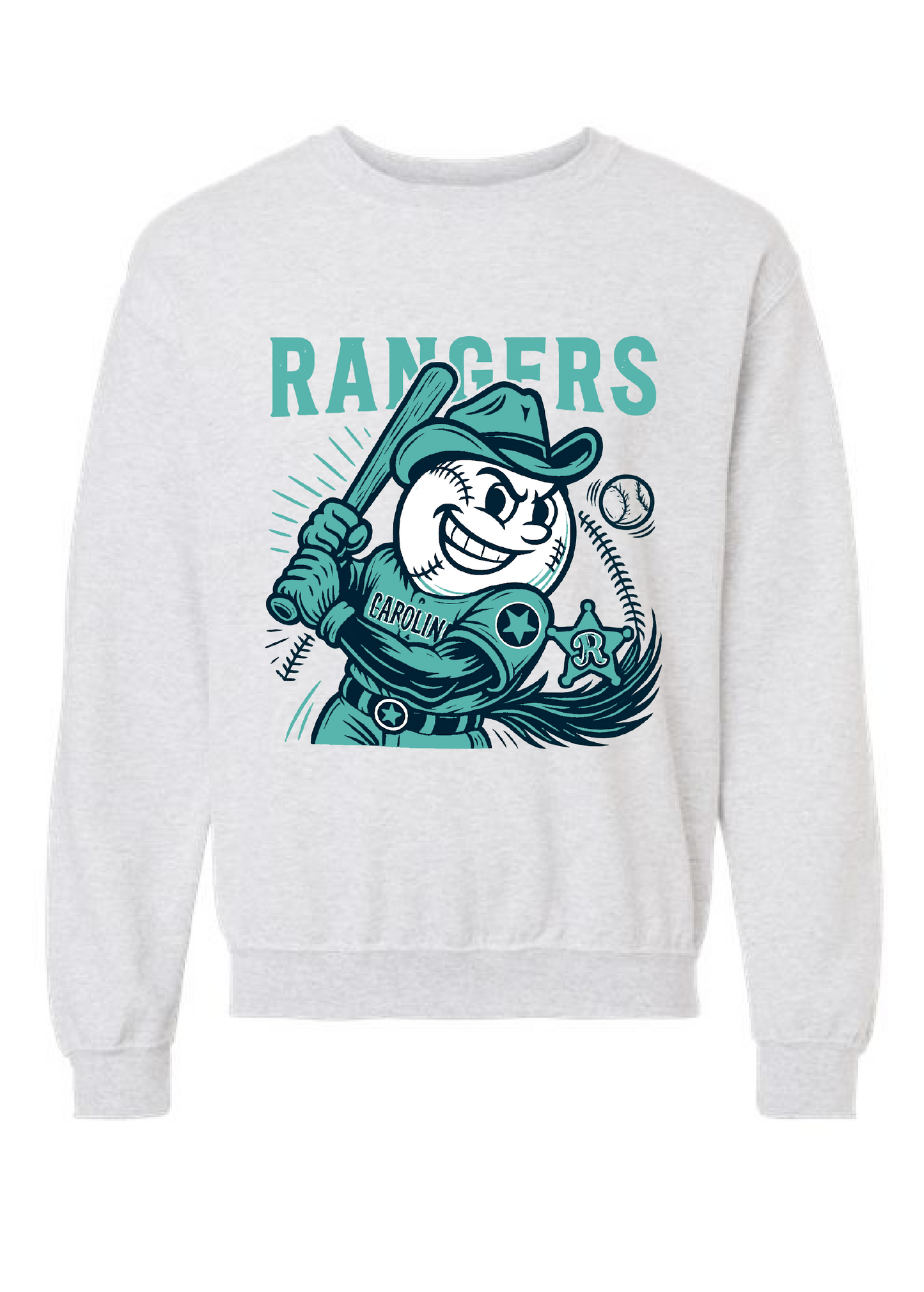 Retro Rangers baseball mascot sweatshirt