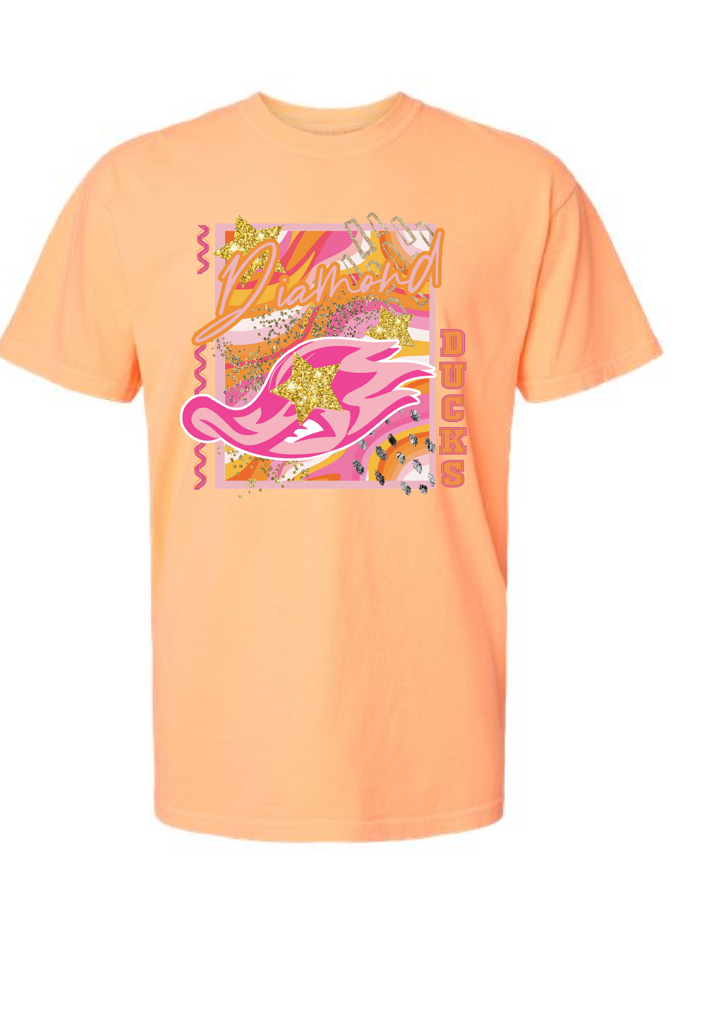 Comfort Color Abstract Pink/Orange Ducks Tee