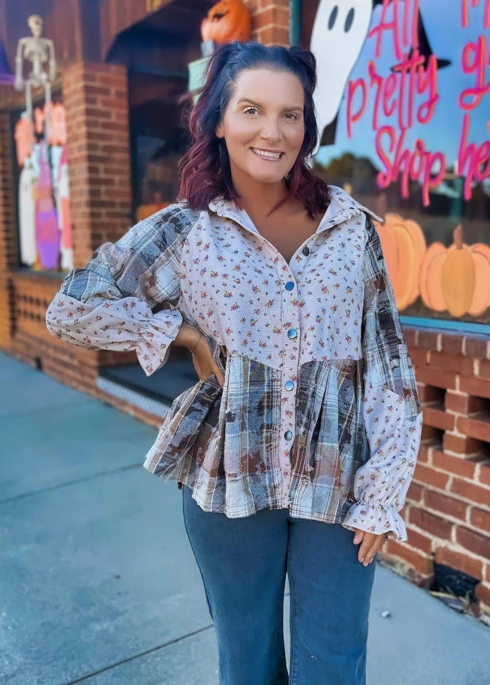 Boho Floral Patchwork Shacket