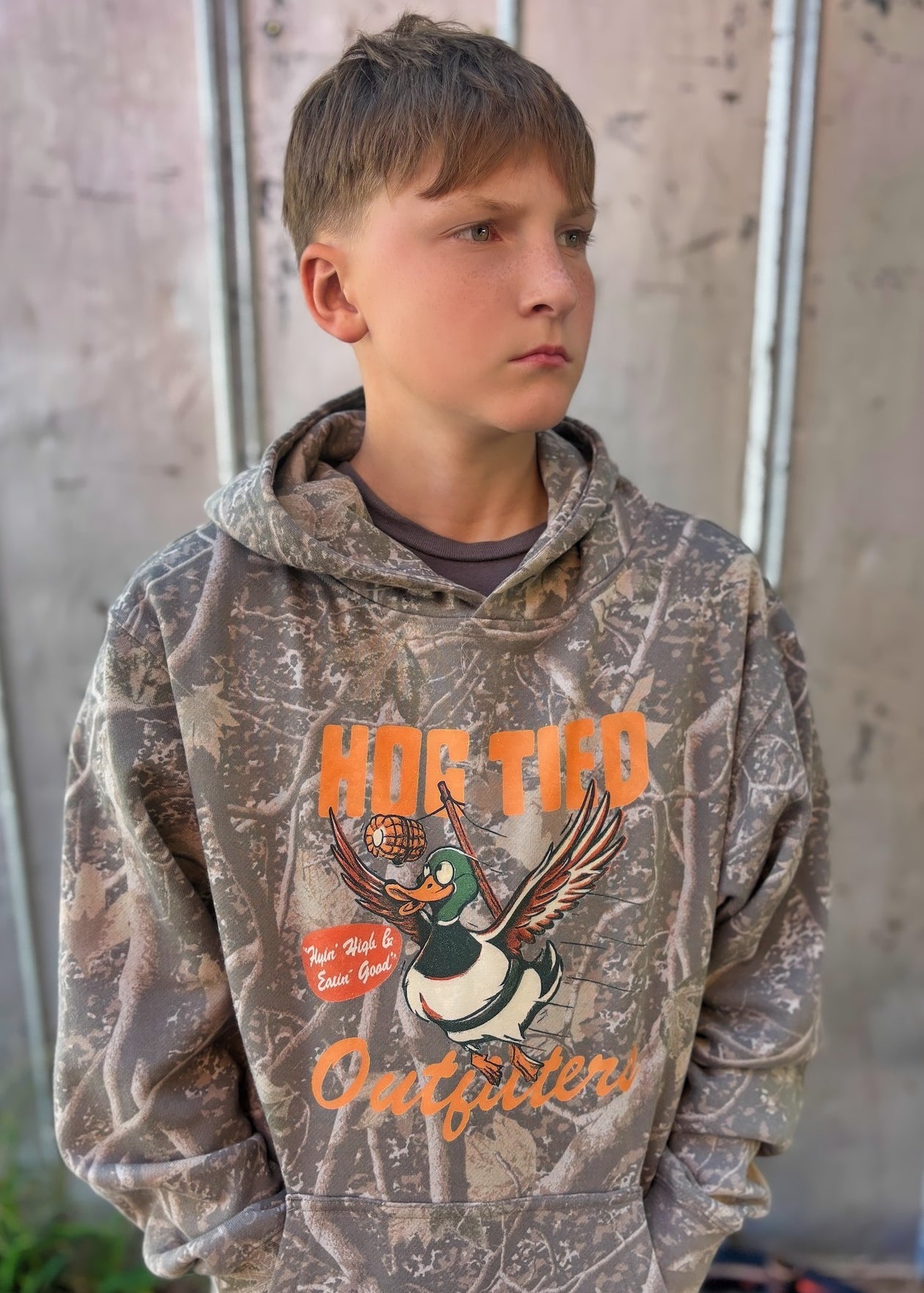 Hog Tied Washed Camo Duck Hoodie