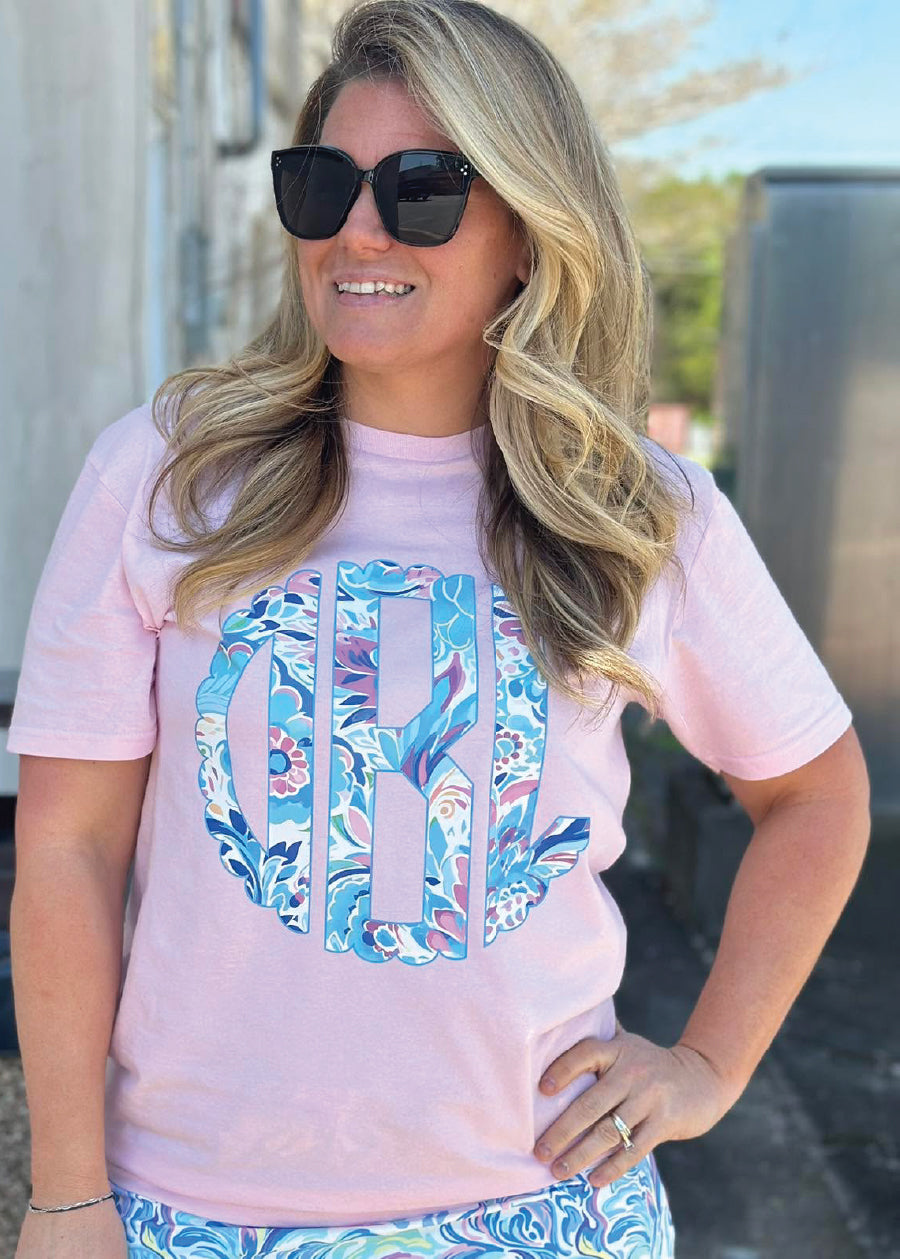 Watercolor Scalloped Monogram Graphic Tee
