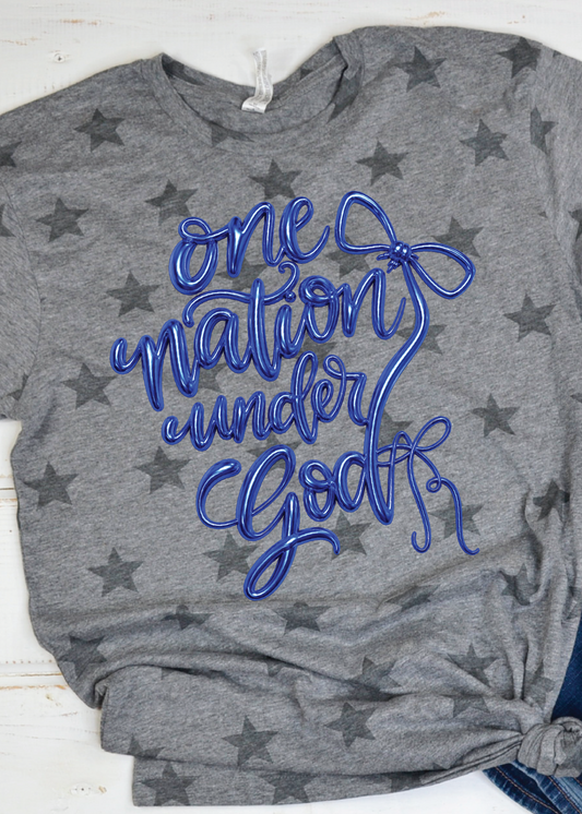 One Nation Under God Puff Star Tee