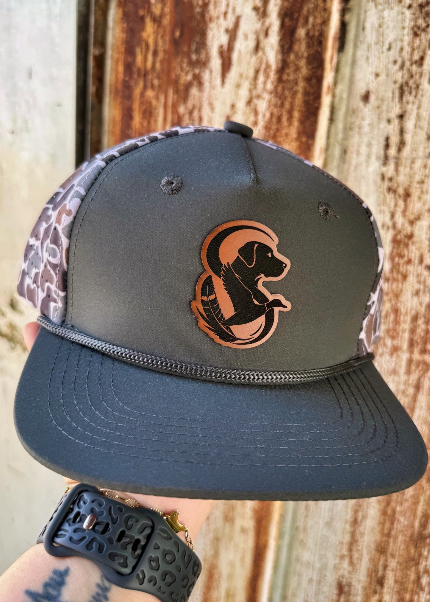 Stag Logo Charcoal & Camo Hat
