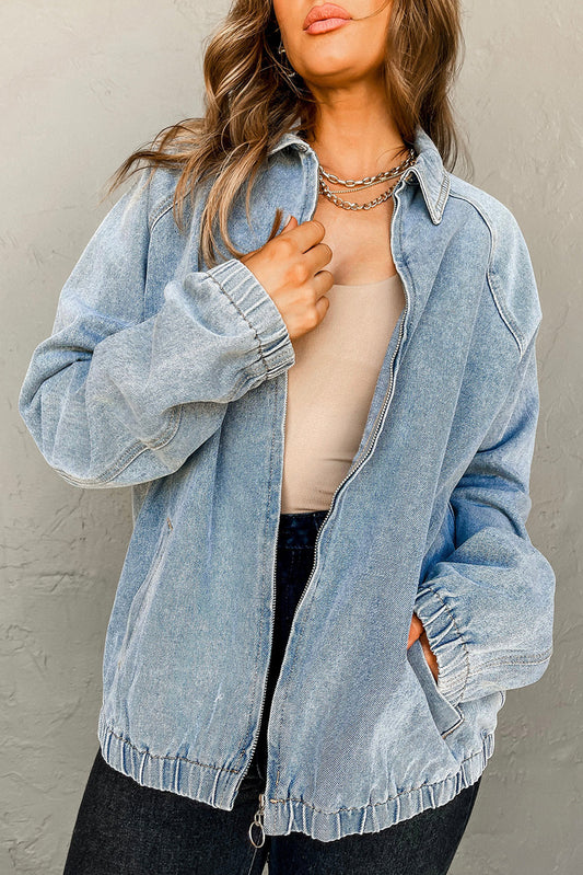 Retro Denim Full Zip Jacket