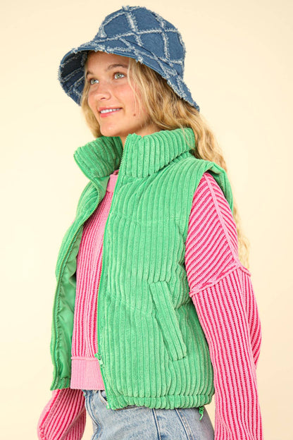 Zig-Zag Corduroy Puffer Vest