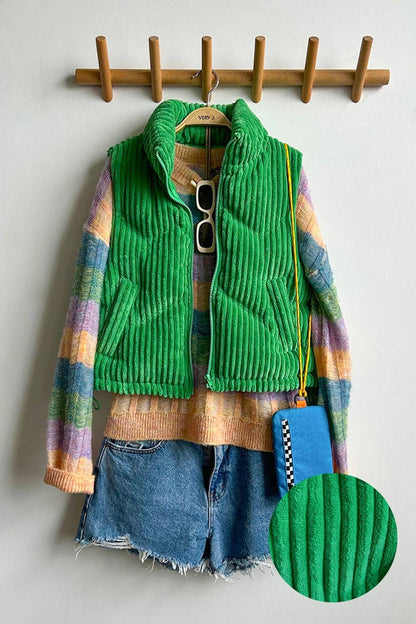 Zig-Zag Corduroy Puffer Vest