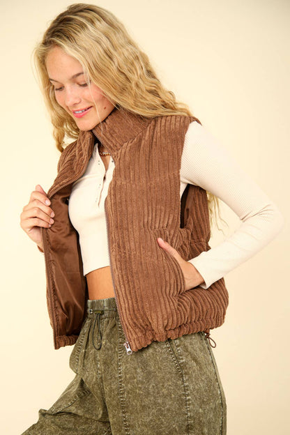 Zig-Zag Corduroy Puffer Vest