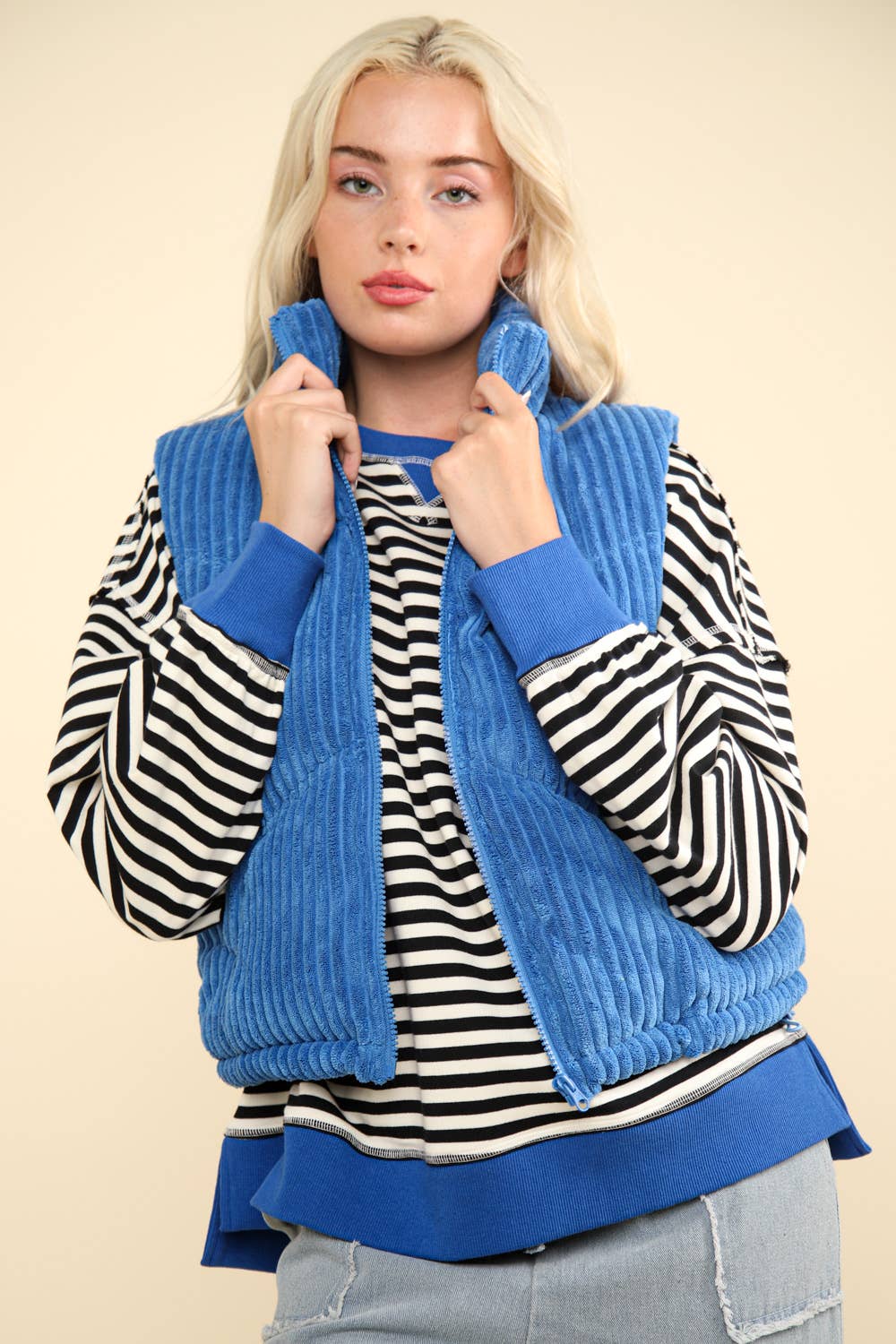 Zig-Zag Corduroy Puffer Vest