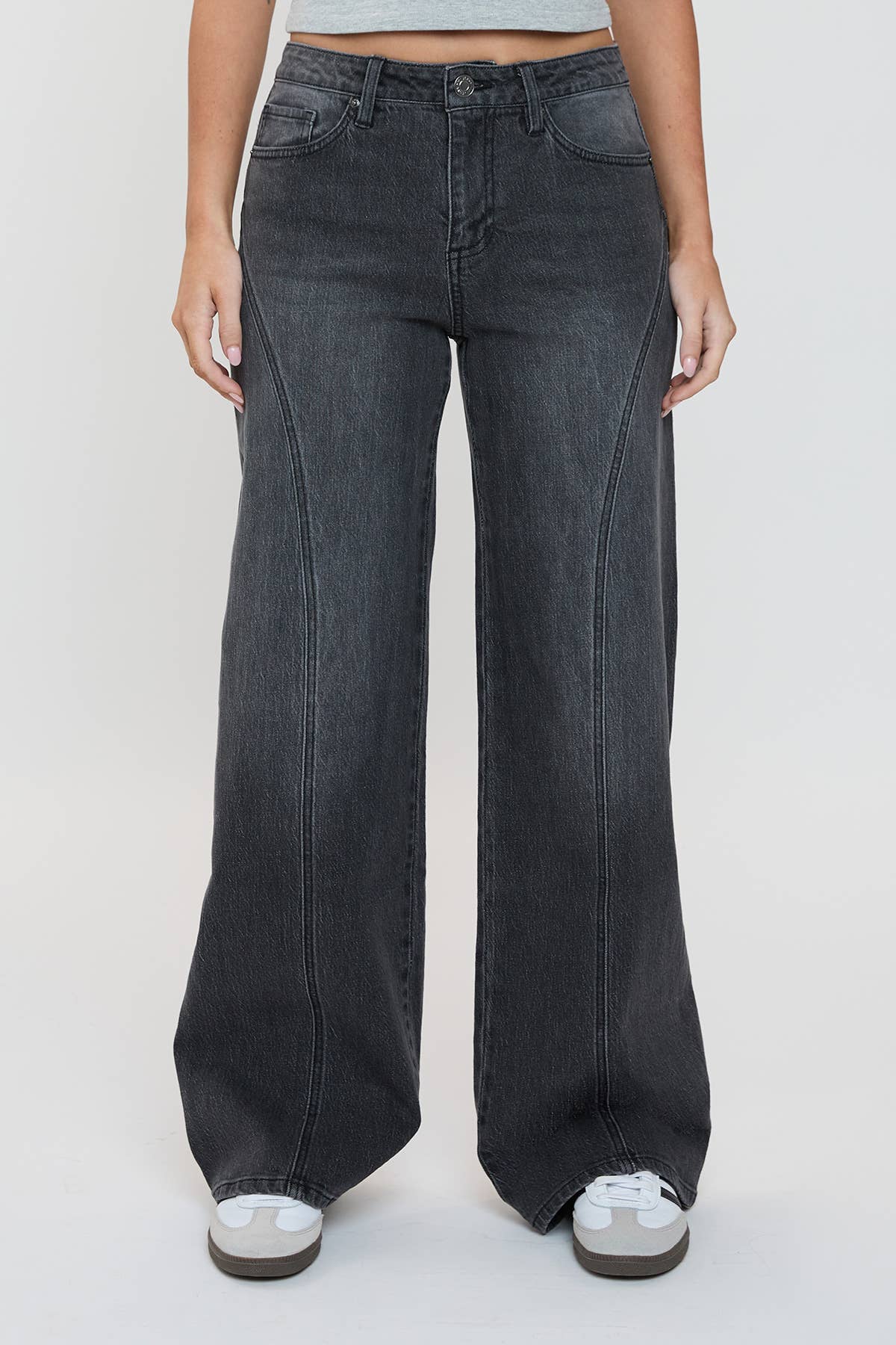 Luxe Bella Seam Detail Wide Leg Jeans-P073199