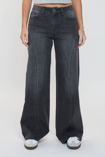 Luxe Bella Seam Detail Wide Leg Jeans-P073199