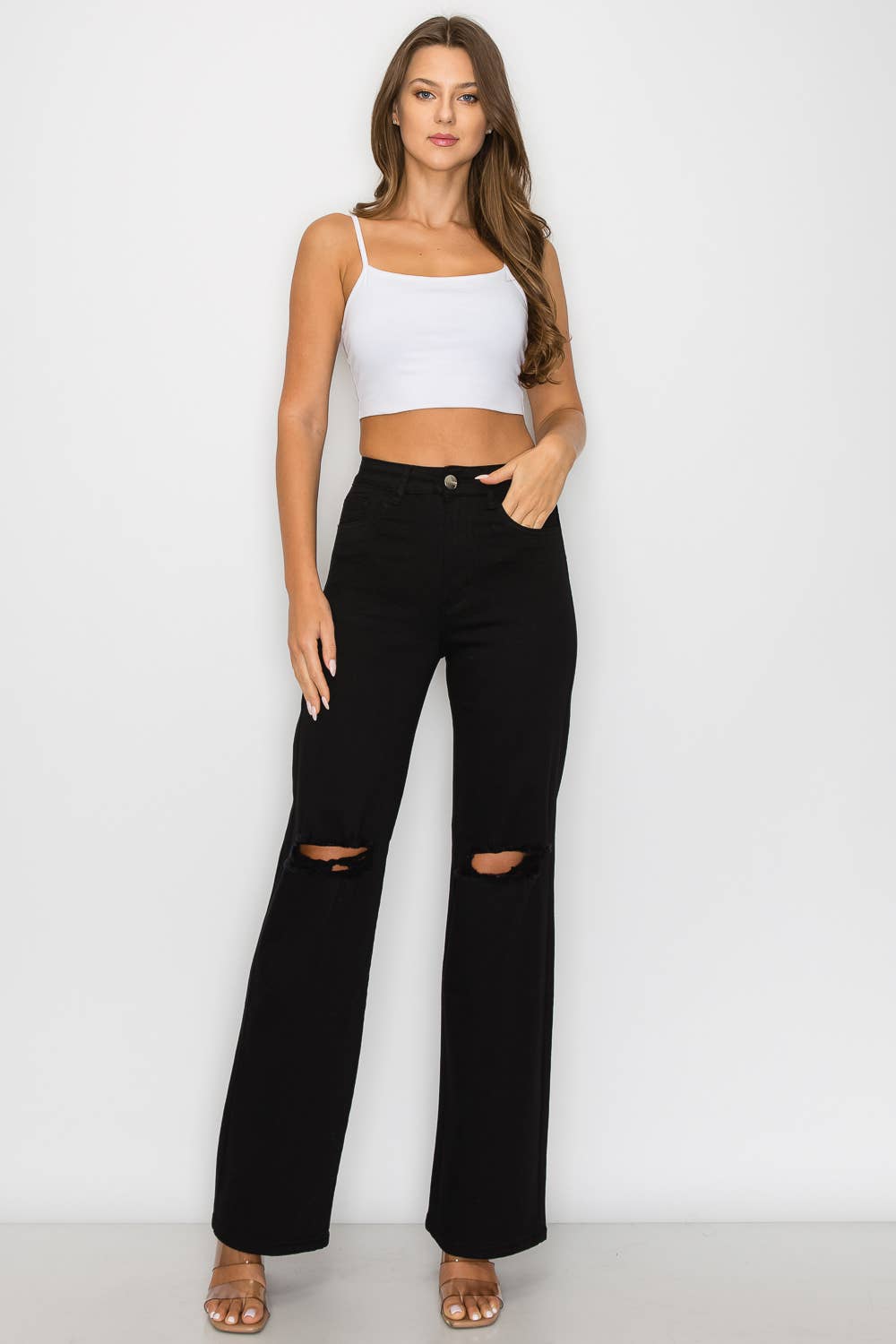 Midnight High-Waist Wide-Legged jeans