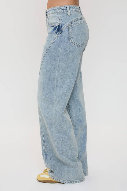 Luxe Bella Seam Detail Wide Leg Jeans-P073199