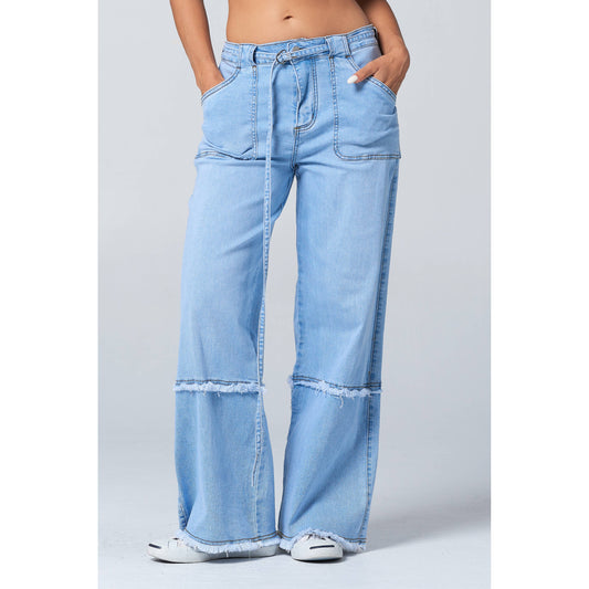 Fringed Utility Pocket Jeans