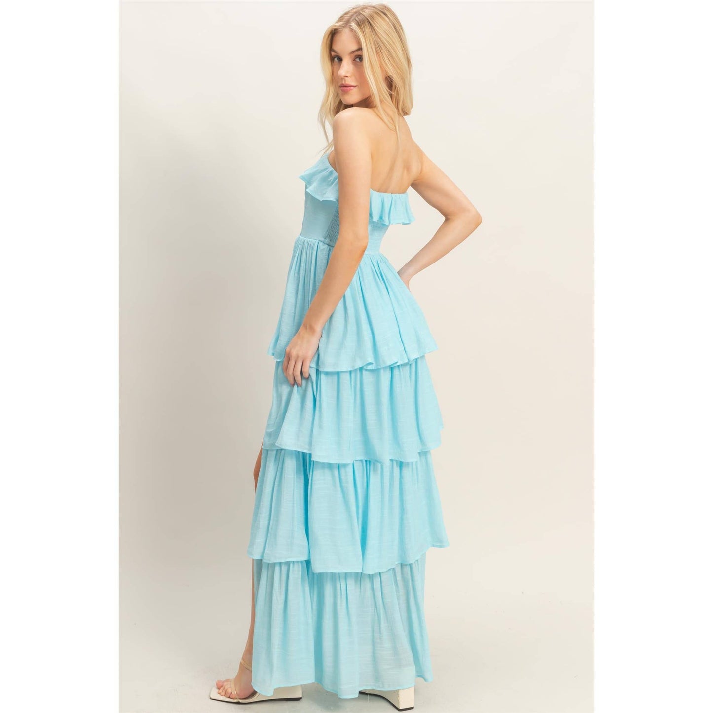 Tiered Strapless Ruffle Dress