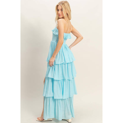 Tiered Strapless Ruffle Dress