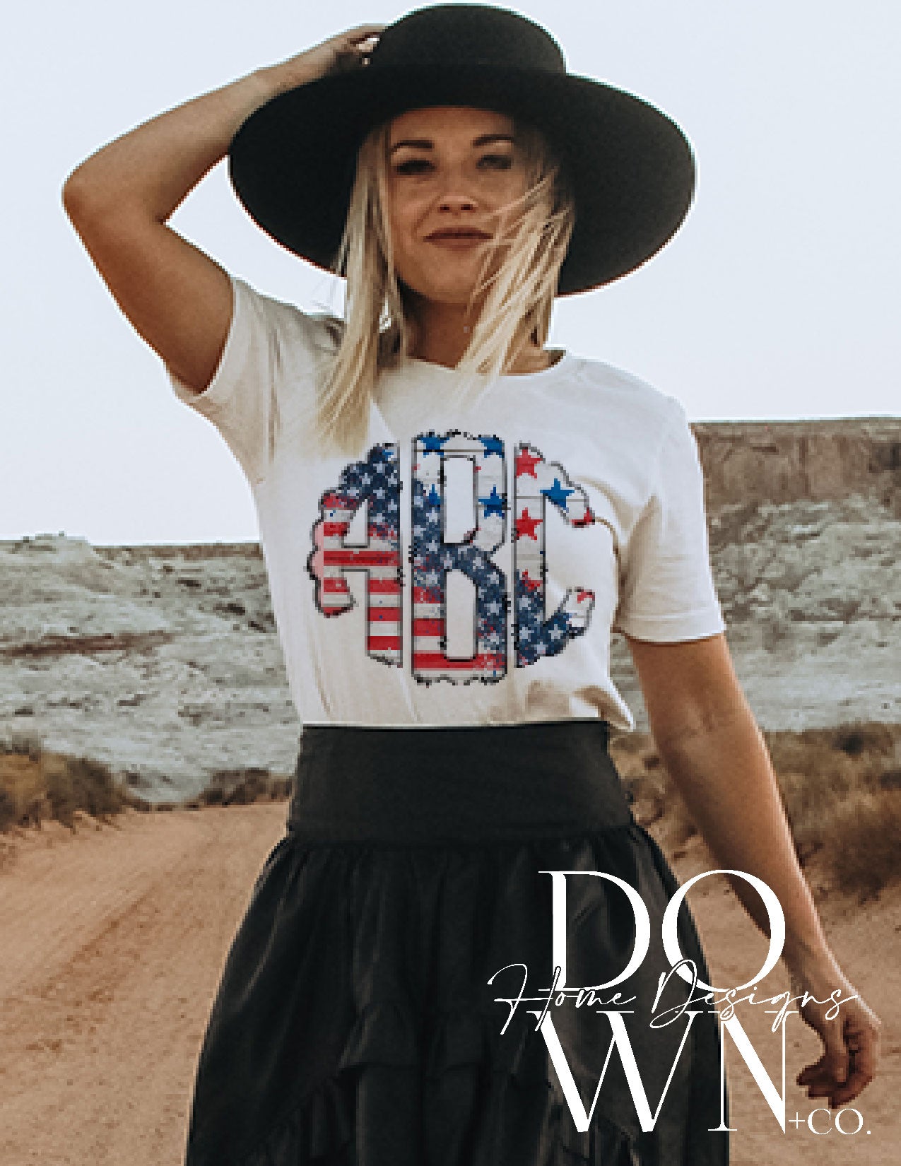 Distressed Flag Monogram Tee