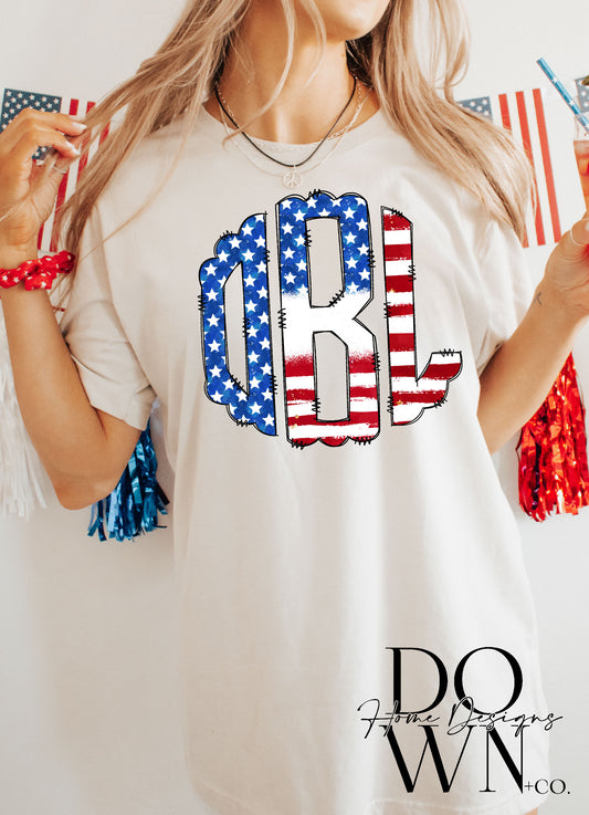 American Flag Monogram Tee