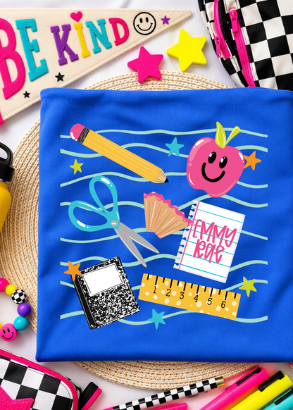SCHOOL DOODLE CLIPPINGS TEE