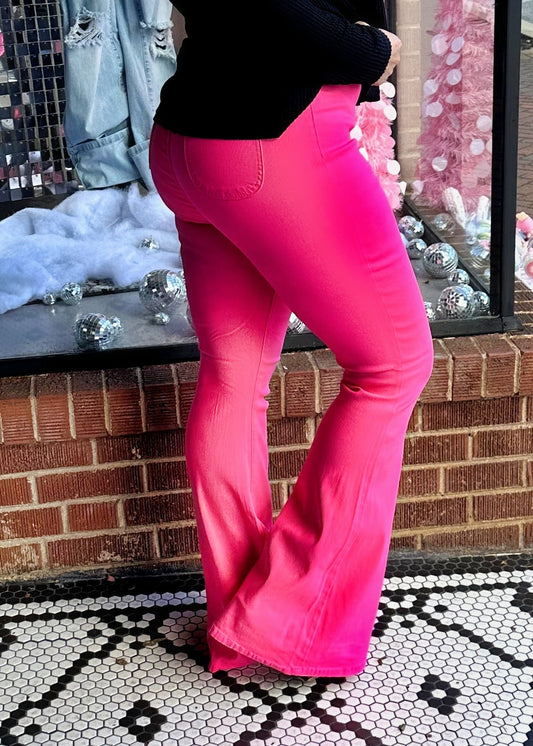 Neon Pink Disco Flares