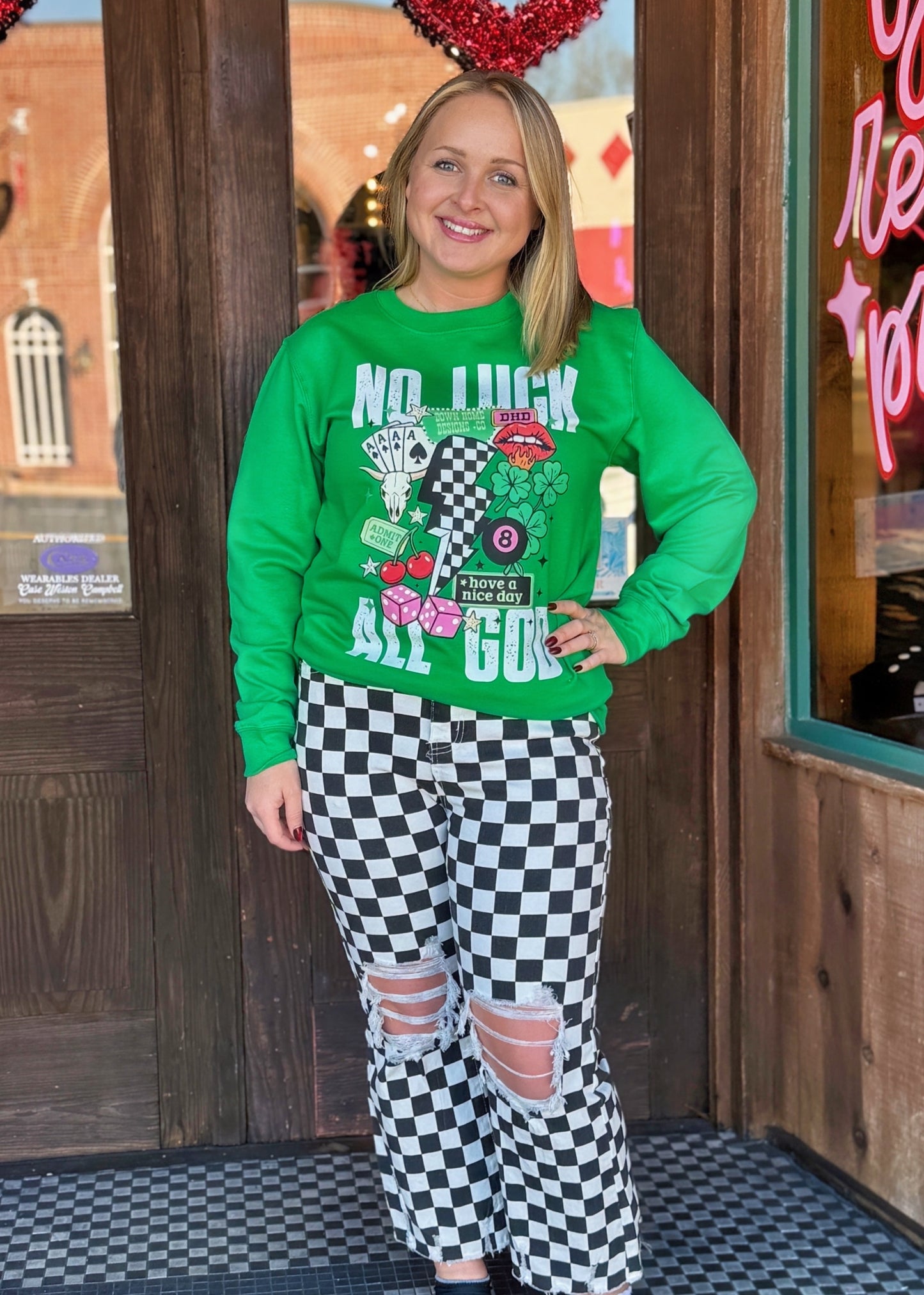 On-Repeat Checkered Cropped Jeans