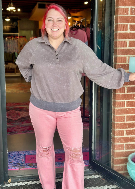 Distressed + Cropped Denim Pants