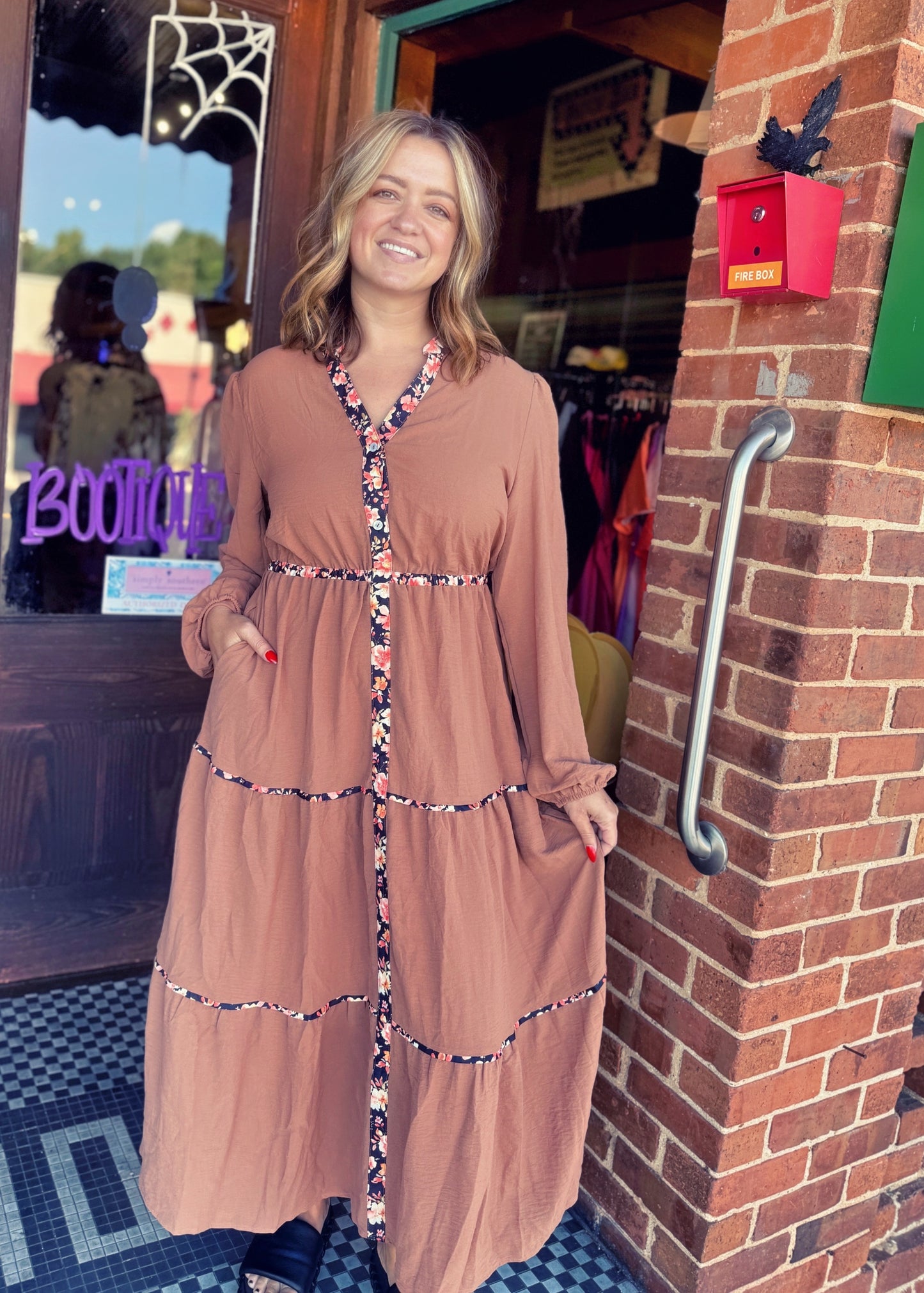 Chestnut Floral Maxi Dress