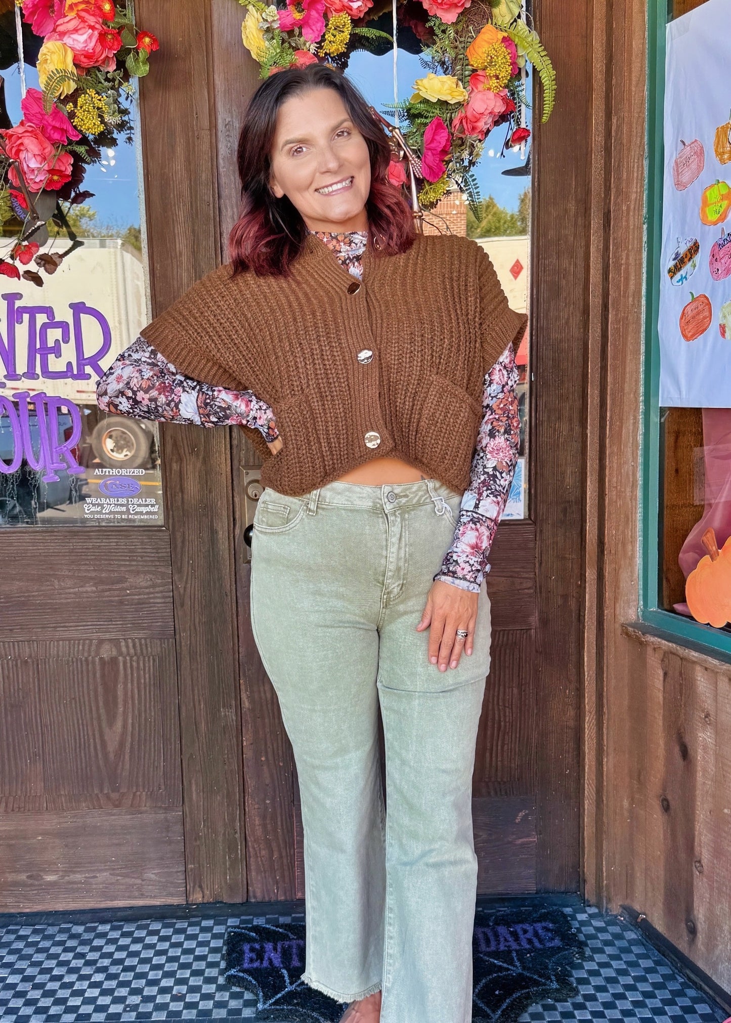 Oversized Button Down Knit Sweater Top