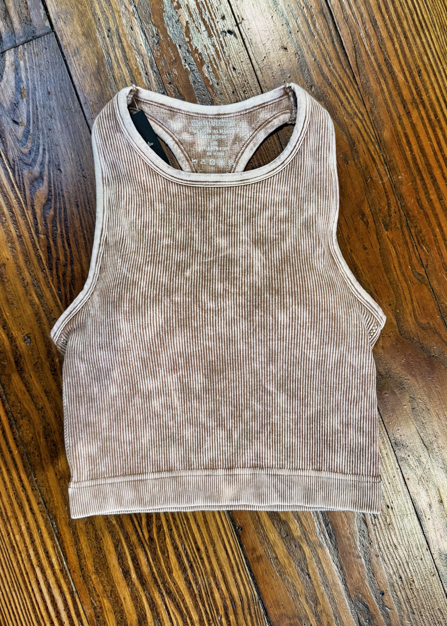 High Neck Ribbed Seamless Crop W/ Bra Pads