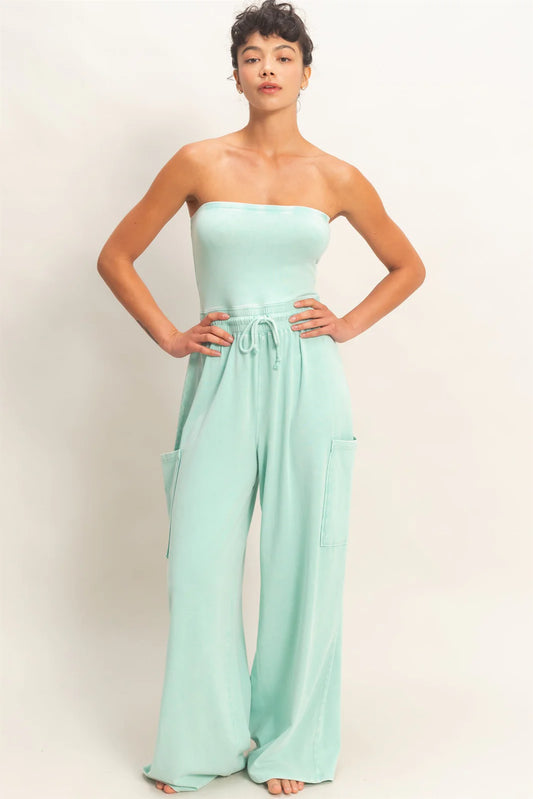 Coastal Breeze Strapless Jumpsuit