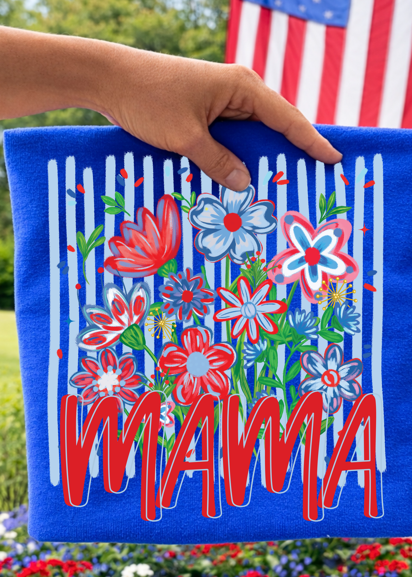 Patriotic Floral Custom Name Tee