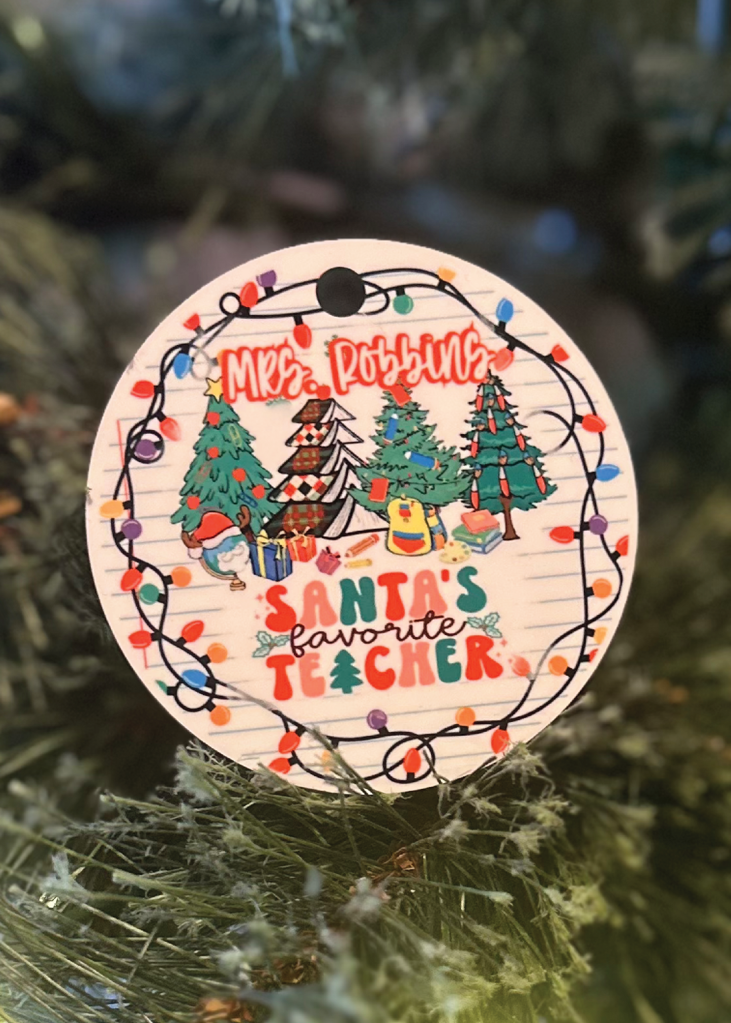 Personalized Santa's Favorite Teacher Ornament