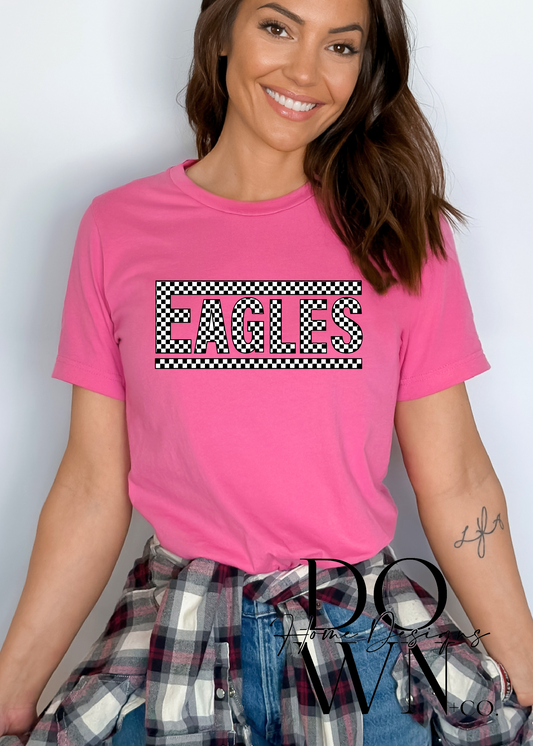 Checkered School Name Tee