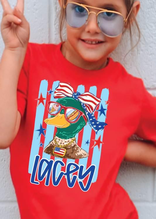 Patriotic Duck name tee GIRL