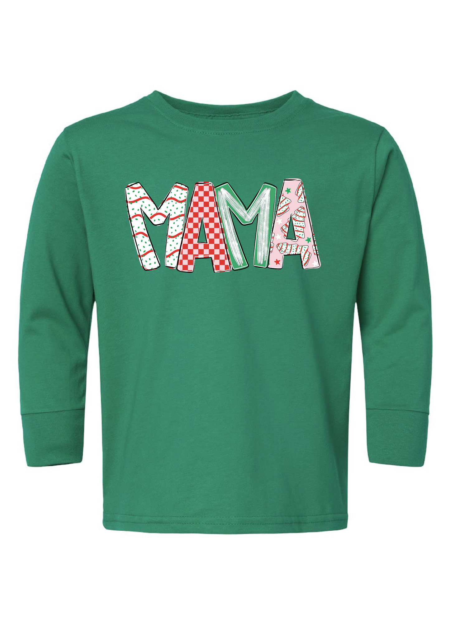 Christmas Tree Cake Name Doodle Long Sleeve tee