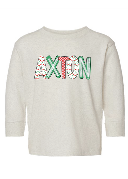 Christmas Tree Cake Name Doodle Long Sleeve tee