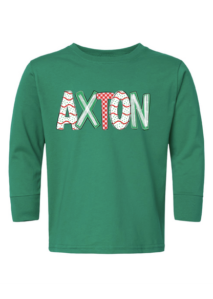 Christmas Tree Cake Name Doodle Long Sleeve tee