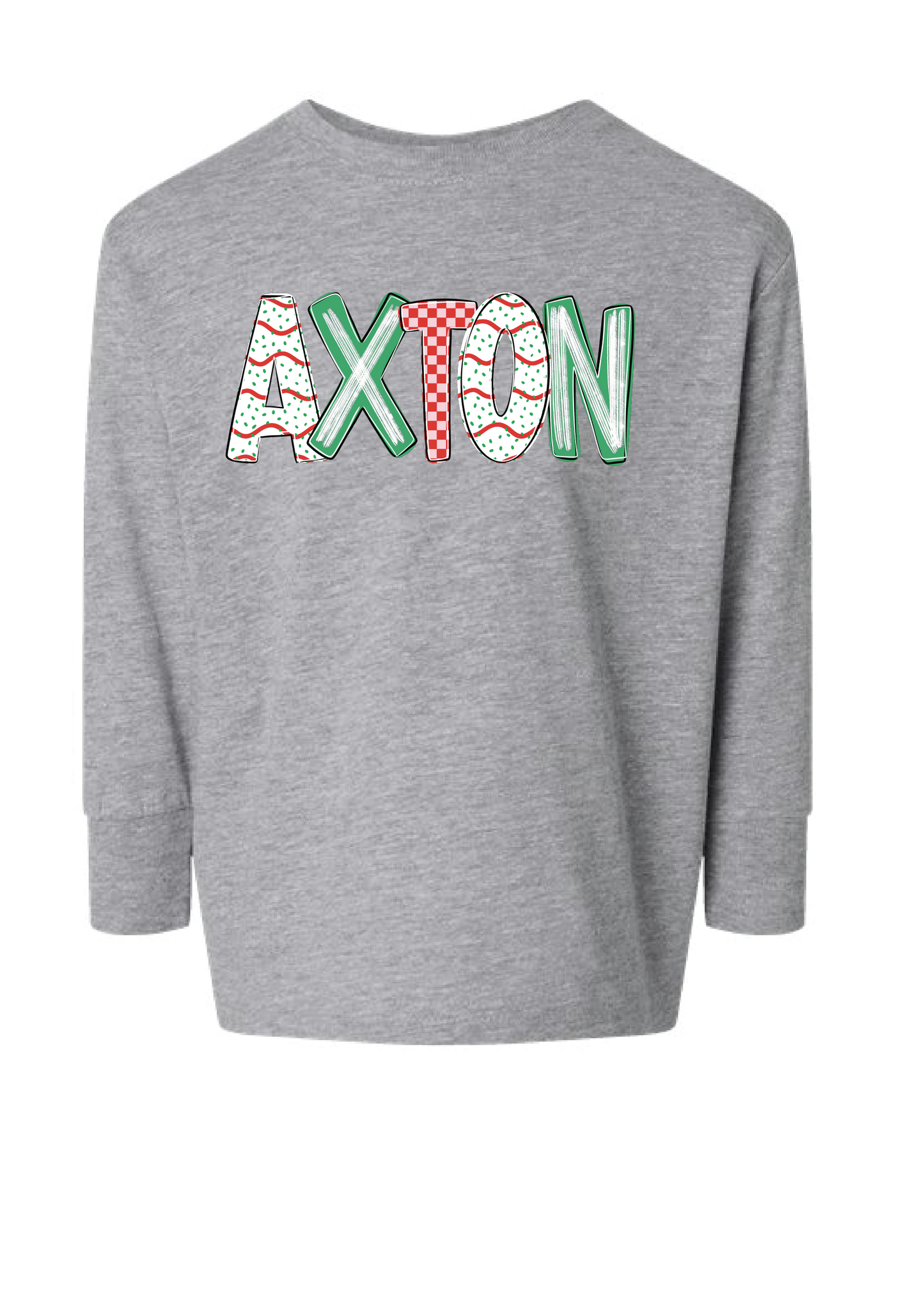 Christmas Tree Cake Name Doodle Long Sleeve tee