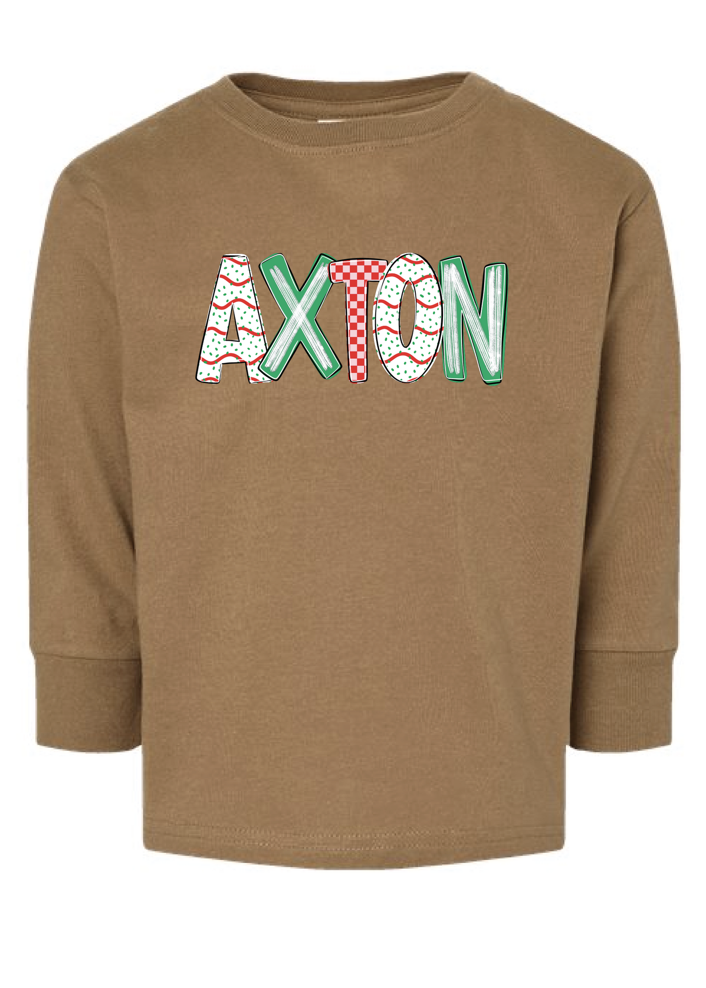 Christmas Tree Cake Name Doodle Long Sleeve tee