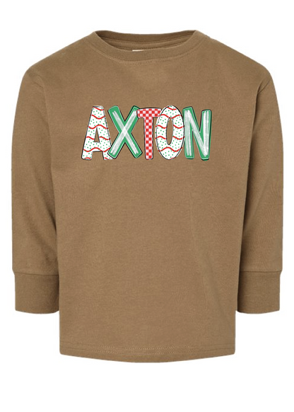 Christmas Tree Cake Name Doodle Long Sleeve tee