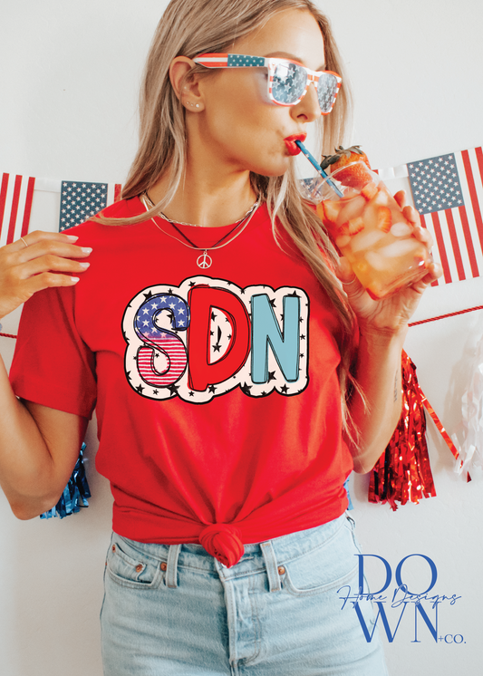 Patriotic Monogram Doodle Tee